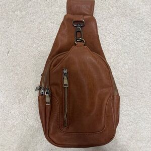 Antik Kraft Vegan Leather Tan Crossbody Bag